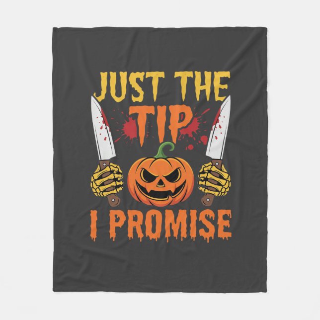 Halloween Just The Tip Pumpkin Knife Graphic Fleece Blanket (Front)