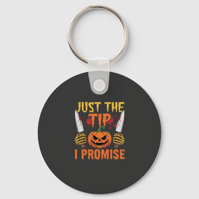 Halloween Just The Tip Pumpkin Knife Graphic Key Ring (Front)