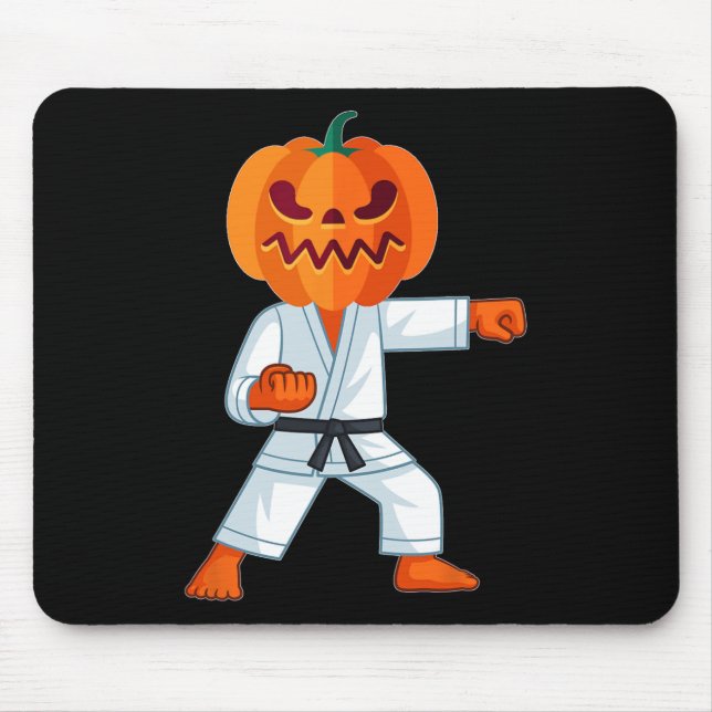 Halloween Karate Fighter Pumpkin Head Scary Gift  Mouse Pad (Front)