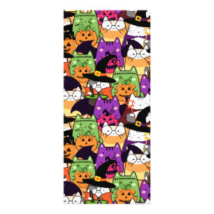 Halloween Kawaii Cat Pattern  Rack Card