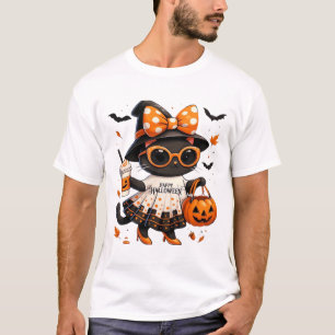 Halloween Kawaii Cat � Witch Cat with Pumpkin and T-Shirt