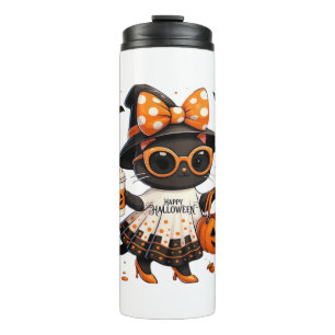 Halloween Kawaii Cat – Witch Cat with Pumpkin and  Thermal Tumbler