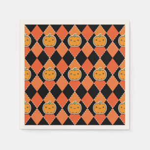 Halloween Kawaii Jack-o-lantern Argyle Napkin