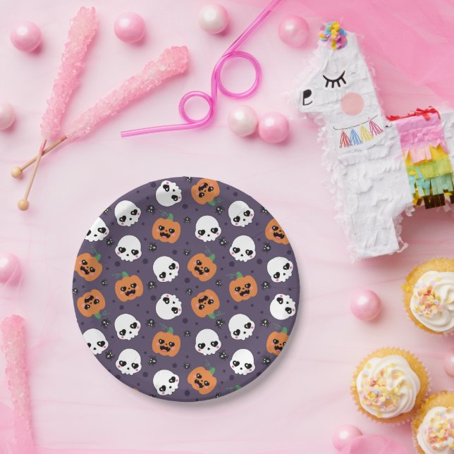 Halloween Kawaii Pattern Paper Plate (Party)