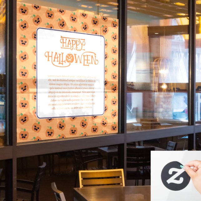 Halloween Kawaii Pumpkins Pattern (Restaurant Window)