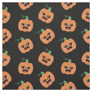 Halloween Kawaii Pumpkins Pattern Fabric