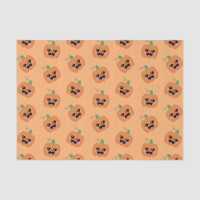 Halloween Kawaii Pumpkins Pattern Tissue Paper (Front)