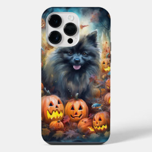 Halloween Keeshond With Pumpkins Scary iPhone 14 Pro Max Case
