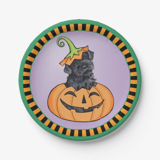 Halloween Kerry Blue Terrier Paper Plate (Front)