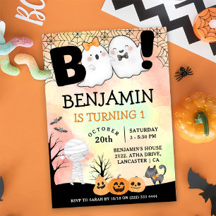 Halloween Kids Costume 1st Birthday Party Invitation