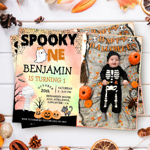 Halloween Kids Costume 1st Birthday Party Photo Invitation