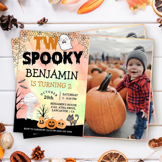 Halloween Kids Costume 2nd Birthday Party Photo Invitation (Creator Uploaded)