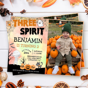 Halloween Kids Costume 3rd Birthday Party Photo Invitation