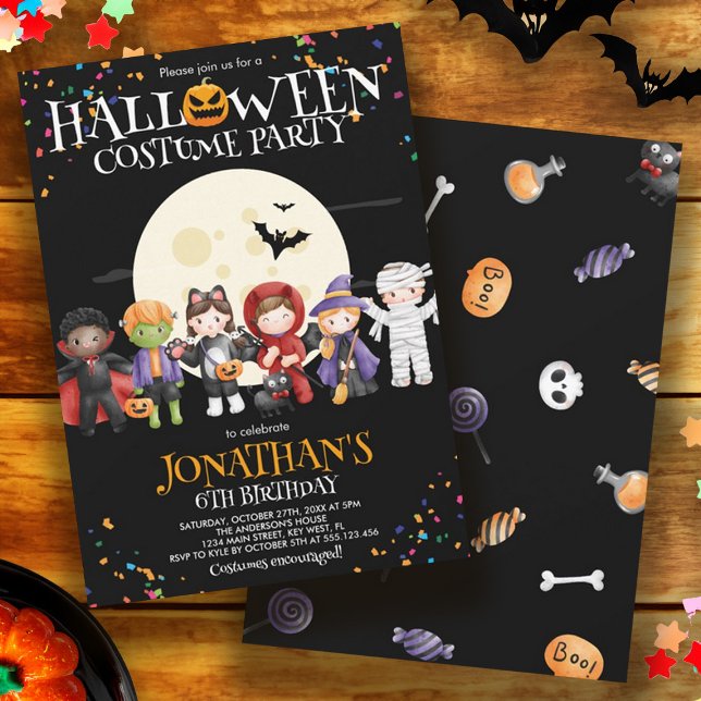 Halloween Kids Costume Birthday Party Invitation (Fun Halloween Kids Costume Birthday Party Invitation)