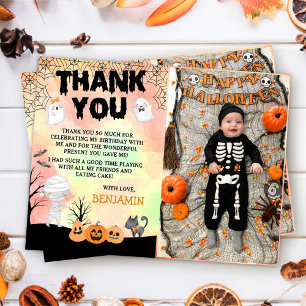 Halloween Kids Costume Birthday Party Thank You Card