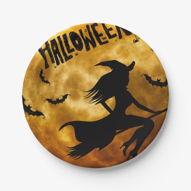 Halloween Kids Party Witch  Paper Plate (Front)