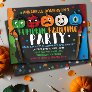 Halloween Kids Pumpkin Painting Party Invitation