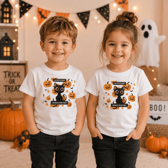 Halloween Kids Tee – Personalised Cute Cat Design (Creator Uploaded)