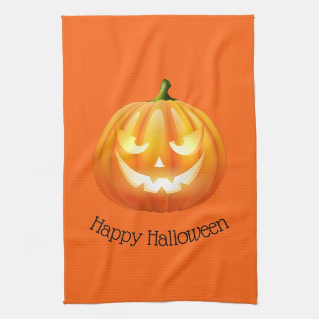Halloween Kitchen Towel-Pumpkin Tea Towel (Vertical)