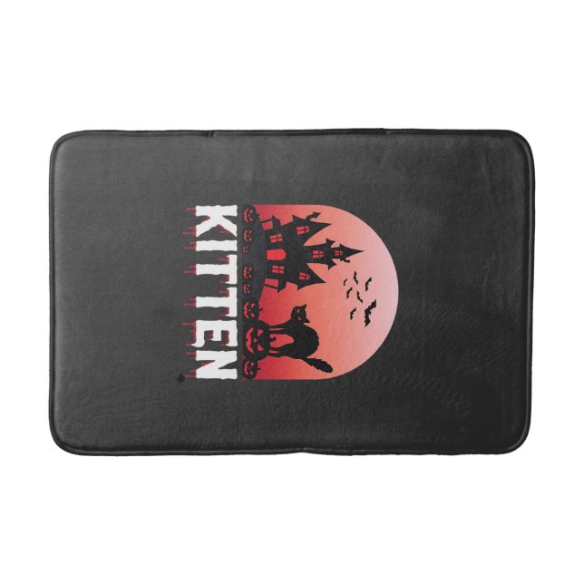 Halloween Kitten Haunted House Cat Design_1 Bath Mat (Front)