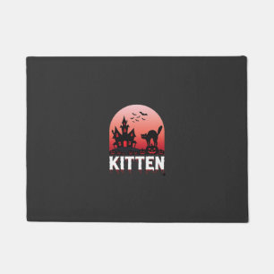 Halloween Kitten Haunted House Cat Design_1 Doormat