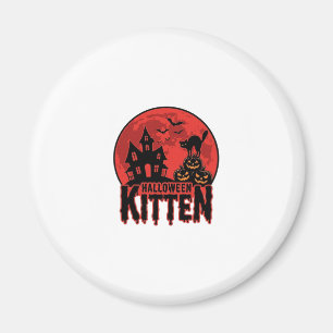 Halloween Kitten Haunted House Cat Graphic_1 Magnet