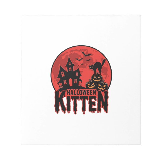 Halloween Kitten Haunted House Cat Graphic_1 Notepad (Front)