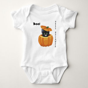 Halloween Kitten in Pumpkin Baby Bodysuit