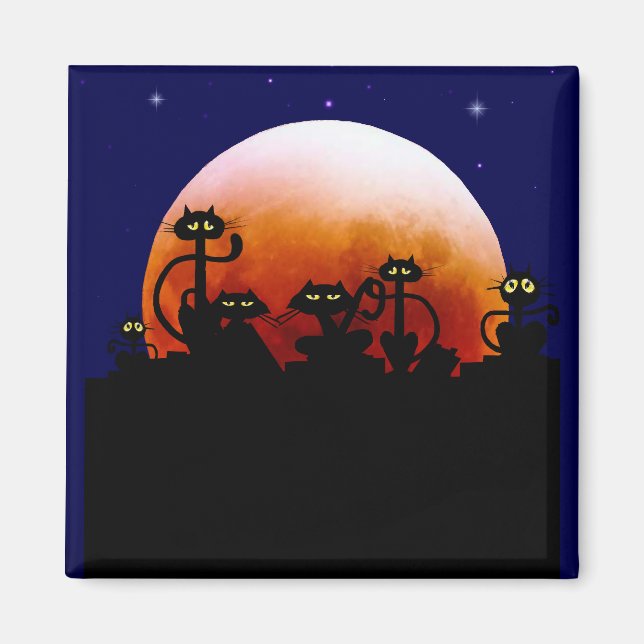 Halloween Kitties and Halloween Moon Magnet (Front)