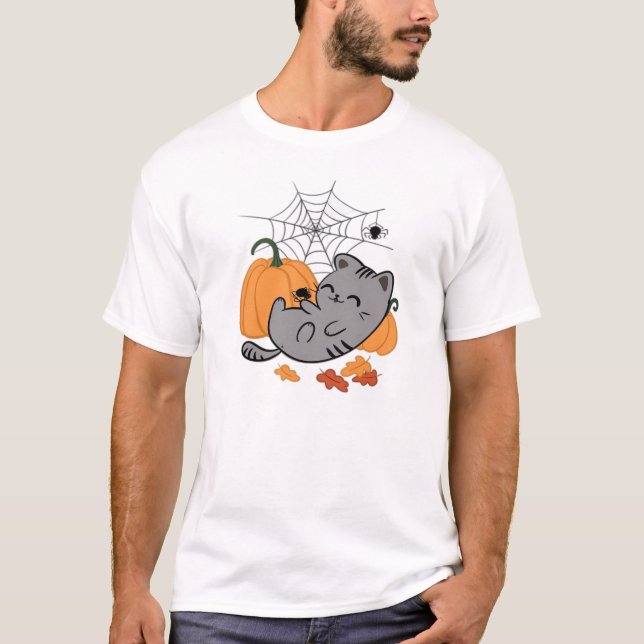 Halloween Kitty and Spiders Classic T-Shirt (Front)