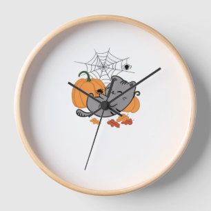 Halloween Kitty and Spiders Classic T-Shirt Clock