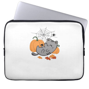 Halloween Kitty and Spiders Classic T-Shirt Laptop Sleeve