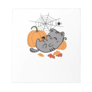 Halloween Kitty and Spiders Classic T-Shirt Notepad