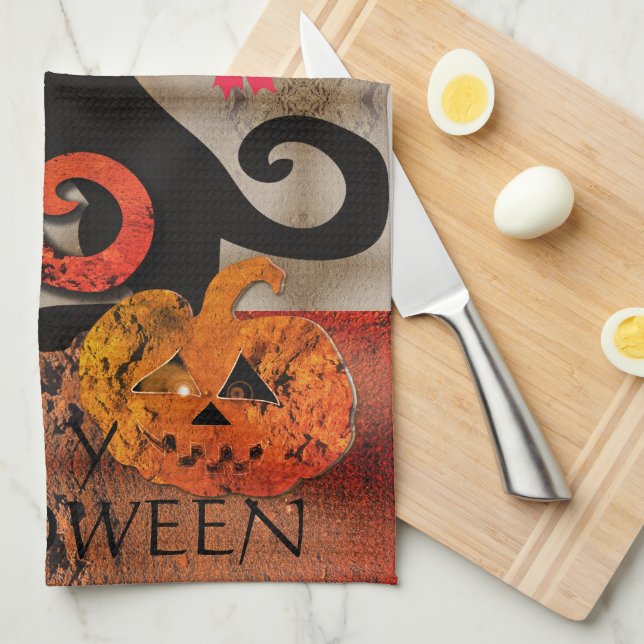 Halloween Kitty Cat  Tea Towel (Quarter Fold)
