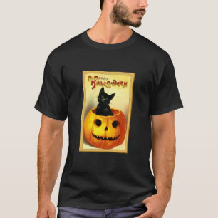Halloween Kitty Sitting in Jack O Lantern T-Shirt