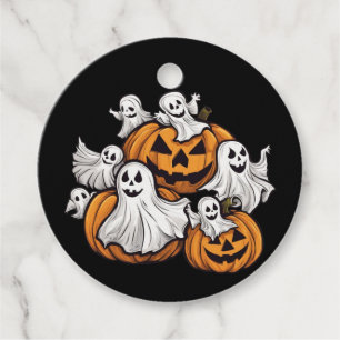 Halloween: Kleine Geister mit Kürbissen -  Favour Tags