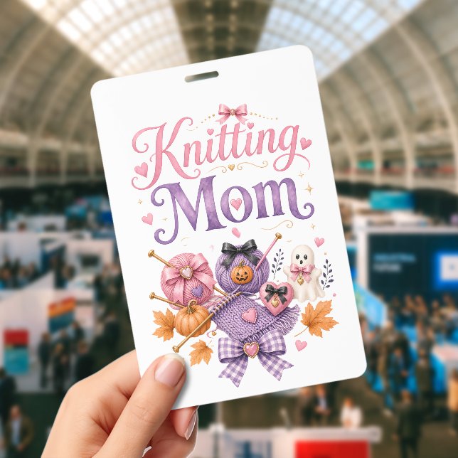 Halloween Knitting Mum Badge ID Badge (Conference)