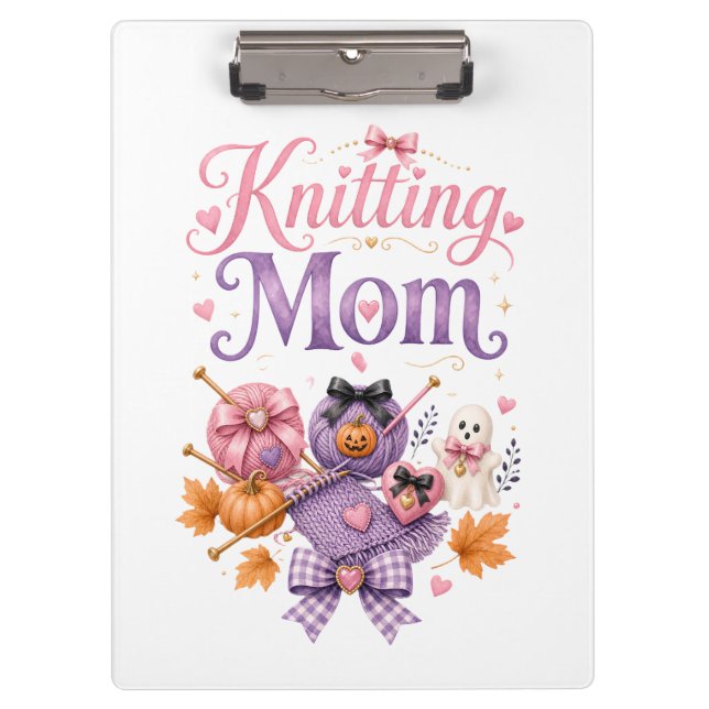 Halloween Knitting Mum -  Clipboard (Front)