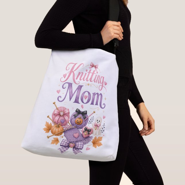 Halloween Knitting Mum - Crossbody Bag (Close Up)
