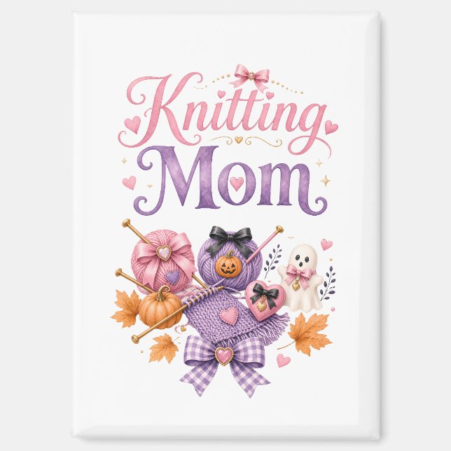 Halloween Knitting Mum Magnet (Front)