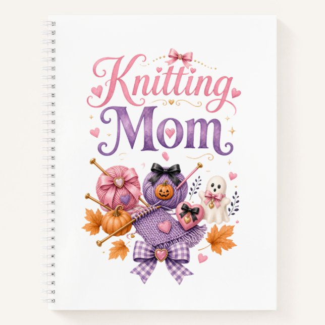 Halloween Knitting Mum - Spiral Notebook (Front)