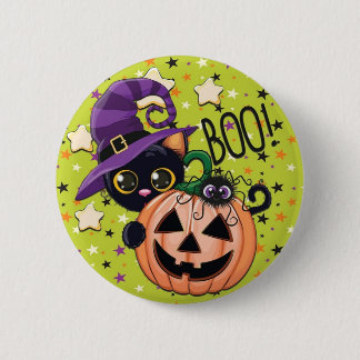Halloween  kot kreskówka z dyni 6 cm round badge