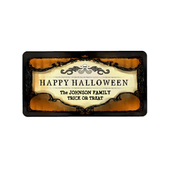 Halloween Labels - Orange & Black Custom Halloween (Front)
