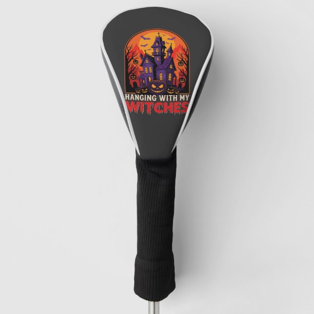 Halloween Laboratory Monster Pumpkin Moon Vector Golf Head Cover (Front)