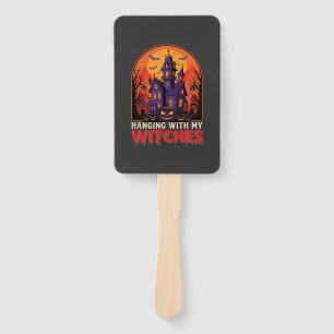 Halloween Laboratory Monster Pumpkin Moon Vector Hand Fan