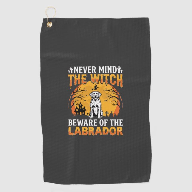 Halloween Labrador Beware of the Dog Golf Towel (Front)