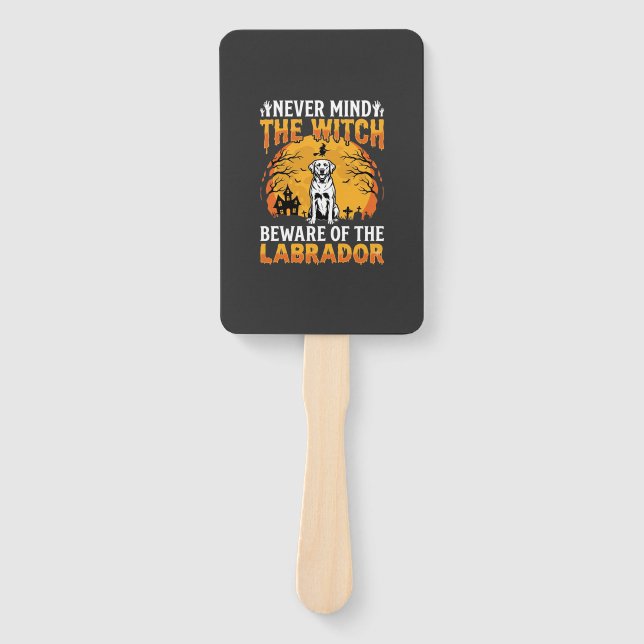 Halloween Labrador Beware of the Dog Hand Fan (Front)