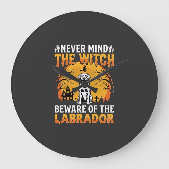 Halloween Labrador Beware of the Dog Large Clock (Front)