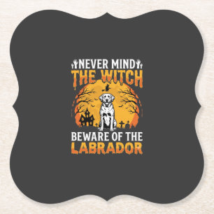 Halloween Labrador Beware of the Dog Paper Coaster