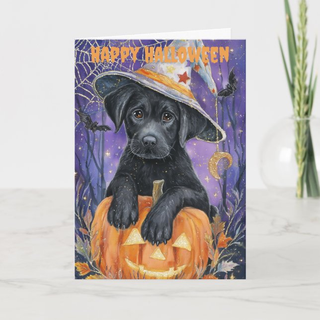 Halloween Labrador Dog Holiday Card (Front)